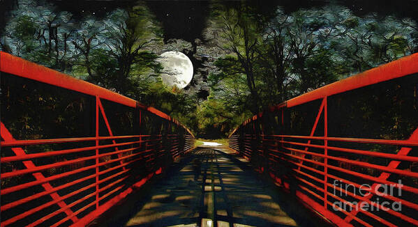 Landscape Poster featuring the photograph Bridge In The Moon Light by Cedric Hampton