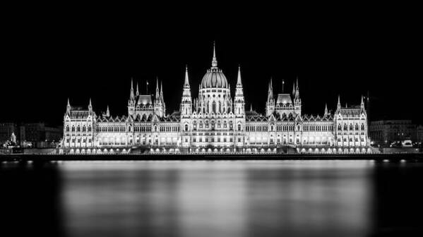 Parliament Poster featuring the photograph Budapest\'s Nocturnal Majesty by Wei (david) Dai