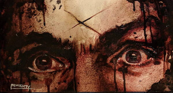 Ryan Almighty Poster featuring the painting CHARLES MANSONS EYES fresh blood by Ryan Almighty