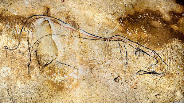 Chauvet Cave Lions Poster featuring the digital art Chauvet Cave lions courting by Weston Westmoreland