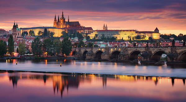 Estock Poster featuring the digital art City Of Prague In Czech Republic by Michael Breitung