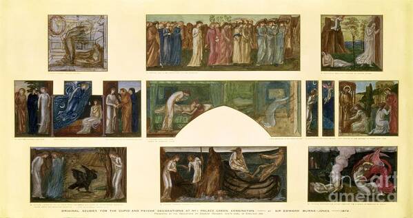 19th Century Poster featuring the painting Designs For The 'cupid And Psyche' Decorations At No.1 Palace Green, Kensington, 1872 by Edward Burne-Jones