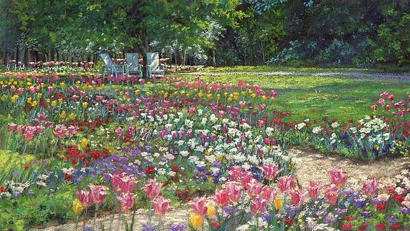 Garden Painting Poster featuring the painting Favorite Place by L Diane Johnson
