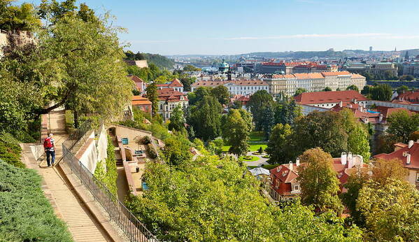 Cityscape Poster featuring the photograph Gardens Near Hradcany Castle, Prague by Jan Wlodarczyk