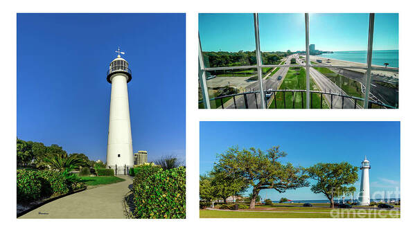 Biloxi Poster featuring the photograph Grand Old Lighthouse Biloxi MS Collage A1d by Ricardos Creations
