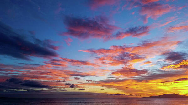 Hawaii Sunset Poster featuring the photograph Kihei Sunset by Chris Spencer