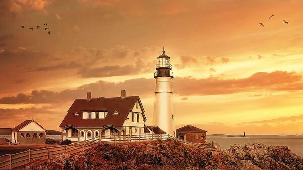 Lighthouse Poster featuring the photograph Lighthouse - Portland Head Light by Miary Andria