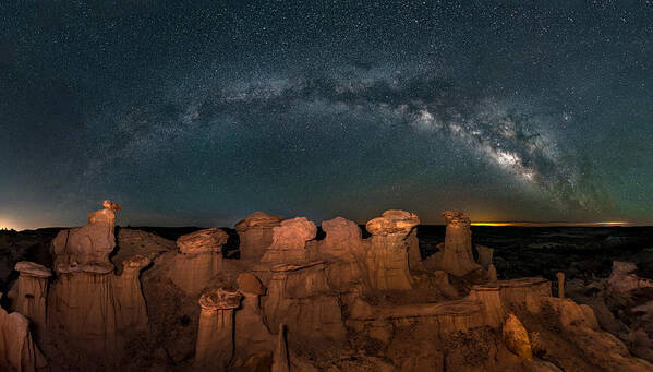 Milky Poster featuring the photograph Milky Way Over Bisti/de-na-zin Wilderness by Hua Zhu