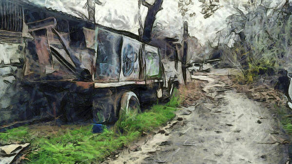 Truck Poster featuring the digital art Old, Abandoned Truck by Bernie Sirelson