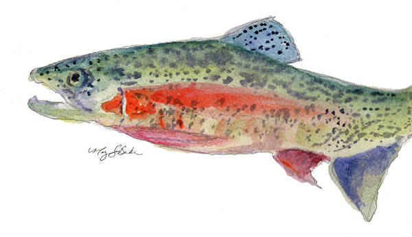 Fish Poster featuring the painting Rainbow by Mary Benke