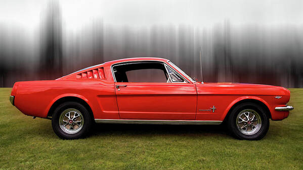 Red Poster featuring the photograph Red Mustang by Carl H Payne