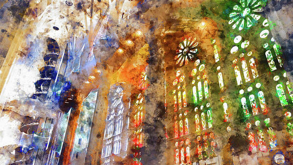 Sagrada Familia Poster featuring the painting Sagrada Familia - 26 by AM FineArtPrints
