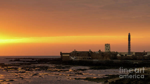 Seashore Poster featuring the photograph Spectacular Sunset on Saint Sebastian Castle Cadiz Spain by Pablo Avanzini
