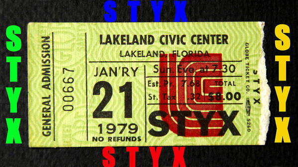 Styx Rock Band Poster featuring the photograph Styx 1979 rock concert ticket by David Lee Thompson