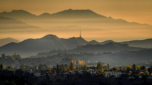 Sunrise Poster featuring the photograph The Hollywood Morning Light by Jay Wang