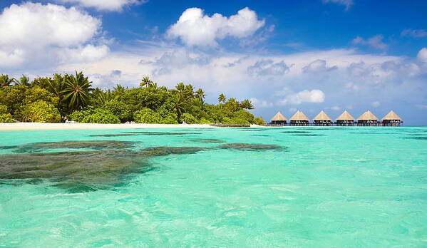 Landscape Poster featuring the photograph Tropical Landscape At Maldives Islands by Jan Wlodarczyk