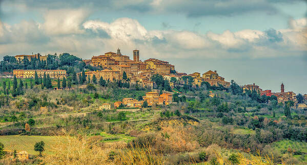 Montepulciano Poster featuring the photograph Tuscan Hill Town by Marcy Wielfaert