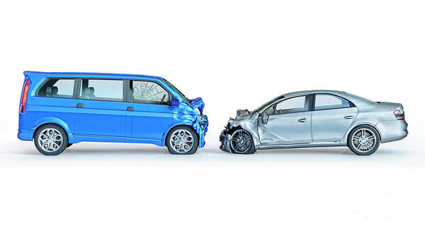 Car Crash Poster featuring the photograph Two Cars Crashed In Accident by Leonello Calvetti/science Photo Library