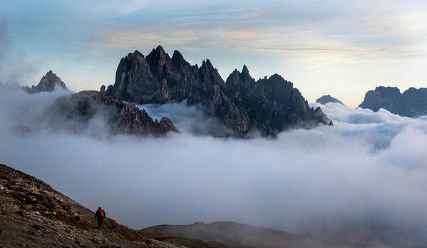 Dolomites Poster featuring the photograph Mountain peaks above the clouds by Michalakis Ppalis