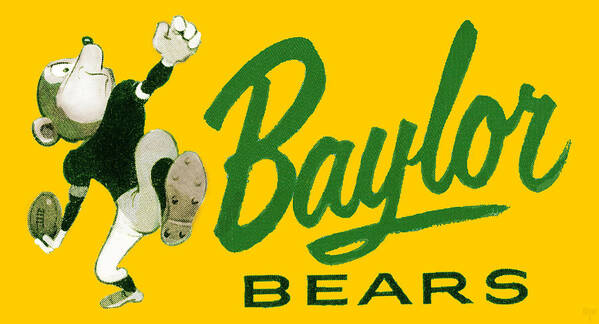 Baylor Poster featuring the mixed media 1955 Baylor Bears Football Art by Row One Brand