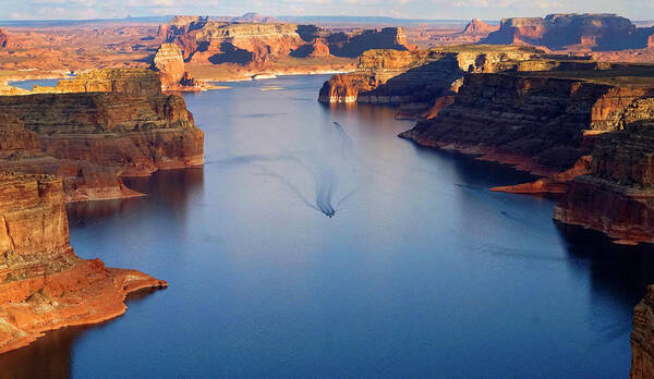 Lake Powell Poster featuring the photograph Lake Powell Sunset from the Air #2 by Rick Wilking