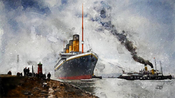Steamer Poster featuring the digital art R.M.S. Titanic by Geir Rosset