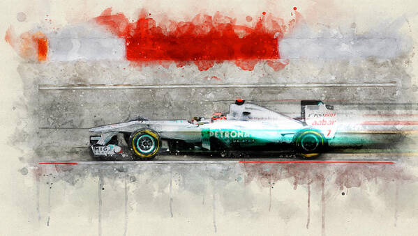 Formula 1 Poster featuring the digital art 2011 Petronas Mercedes by Geir Rosset