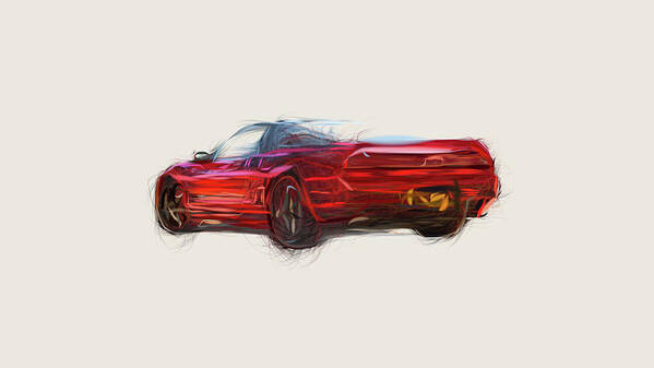 Honda Poster featuring the digital art Honda NSX Drawing #22 by CarsToon Concept