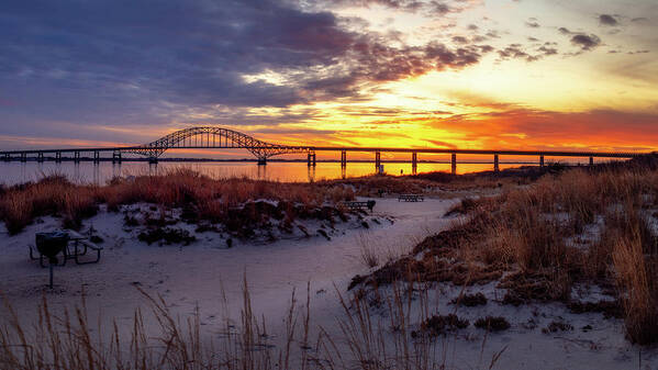 Bay Poster featuring the photograph Fire Island Inlet Bridge #3 by John Randazzo