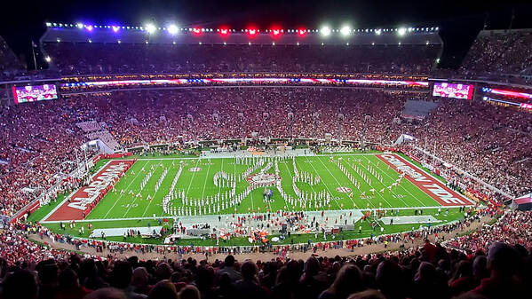 Gameday Poster featuring the photograph Night Panorama Bryant-Denny Stadium by Kenny Glover