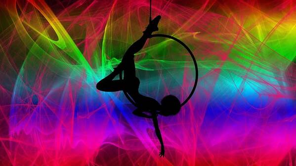 Acrobat Poster featuring the mixed media Aerial Acrobat by Nancy Ayanna Wyatt