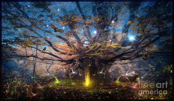 A Giant Tree Poster featuring the digital art After Earth-II - Digital Artwork by Leonard Rubins