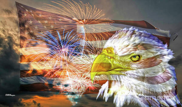 Eagles Poster featuring the mixed media American Patriotism Artistry by DB Hayes