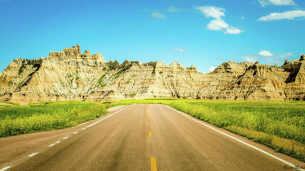 Badlands Poster featuring the photograph Badlands road by GLENN Mohs