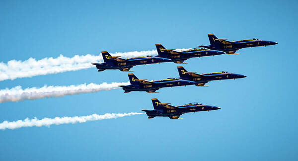 Blue Poster featuring the photograph Blue Angels over Houston by David Morefield