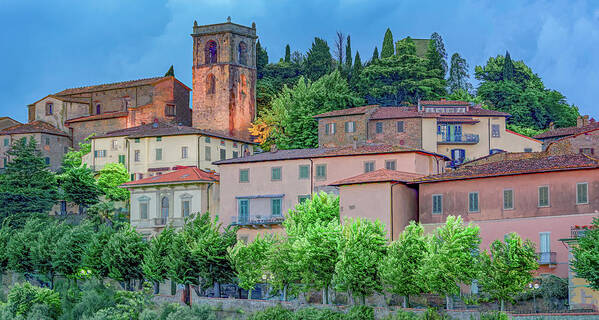 Montecatini Poster featuring the photograph Blue Hour in Montecatini Alto by Marcy Wielfaert