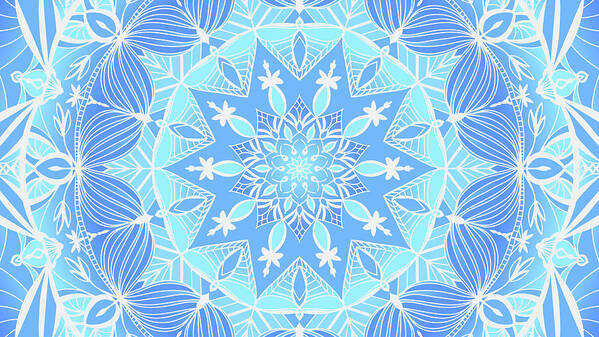 Mandala Poster featuring the digital art Blues of a Mandala by Angie Tirado