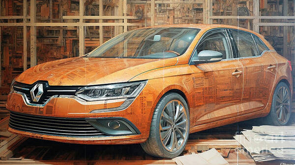 Renault Poster featuring the drawing Car 2087 Renault Talisman by Clark Leffler