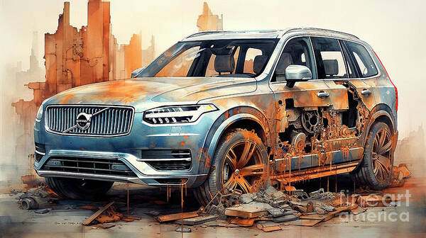 Volvo Poster featuring the drawing Car 2600 Volvo XC90 by Clark Leffler