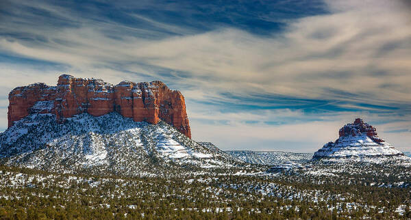 Castle Rock Bell Sedona Fstop101 Landscape Arizona Red Poster featuring the photograph Castle Rock and Bell Rock by Geno