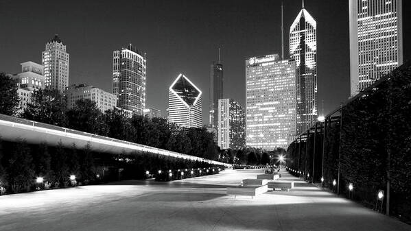 Architecture Poster featuring the photograph Chicago Night Lights Skyline by Patrick Malon