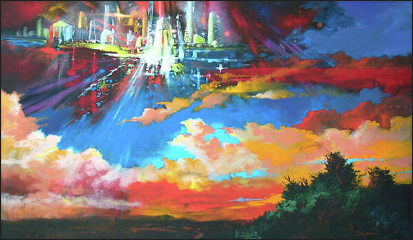 Surreal Poster featuring the painting Descent of New Jerusalem by Pat Wagner
