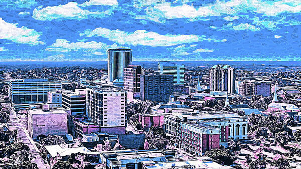 Tallahassee Poster featuring the digital art Downtown Tallahassee, Florida - impressionist painting by Nicko Prints