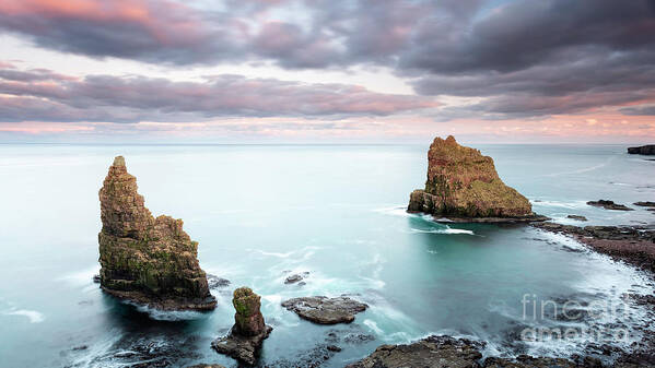 Duncansby Poster featuring the photograph Duncansby Sea Stacks at Sunset by Maria Gaellman
