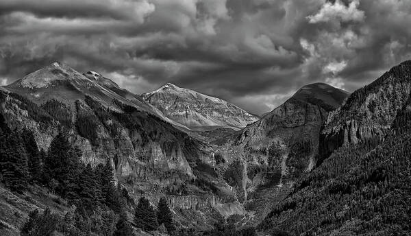 Loree Johnson Photography Poster featuring the photograph Entering Telluride - Black and White by Loree Johnson