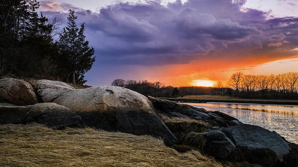 Essex River Sunset Poster featuring the photograph Essex River Sunset by Michael Hubley