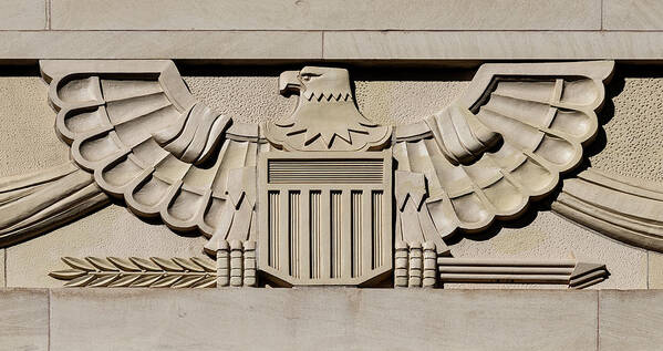 Us Symbol Poster featuring the photograph Art Deco US Symbol. Exterior detail of El Paso Courthouse 1936 by Ikonographia - Carol Highsmith