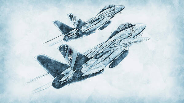 F14 Poster featuring the painting F-14 Tomcat - 18 by AM FineArtPrints