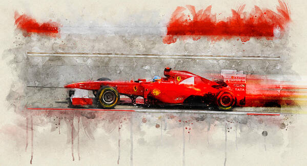 Formula 1 Poster featuring the digital art Ferrari F1 2011 by Geir Rosset