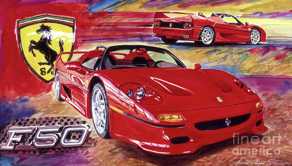 Ferrari Poster featuring the painting Ferrari F50 by David Lloyd Glover